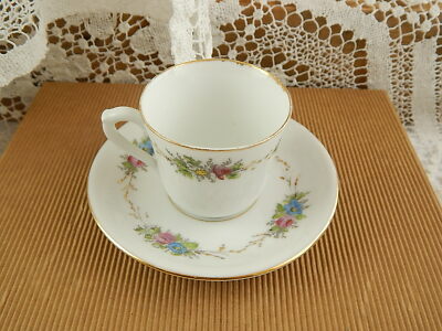 PREZIOSO RICHARD SET CAFFE' TAZZA E PIATTO CERAMICA SECONDA METÀ 800 DIPINTO
