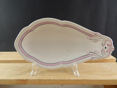 ANTICA RAVIERA PIATTO CONCHIGLIA PORCELLANA GINORI FINE 800 PROFILO ROSA E NERO