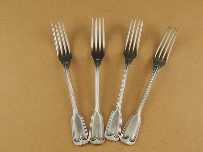 ANTICHE 4 FORCHETTE DESSERT BAGNO ARGENTO CALDERONI MODELLO MAURIZIANO