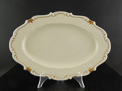 RETRO ROCAILLE VEB REICHENBACH PIATTO PORTATA VASSOIO PORCELLANA BIANCO E ORO