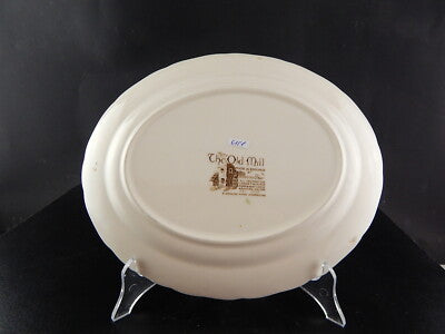 VINTAGE PIATTO OVALE VASSOIO PORCELLANA JOHNSON BROS THE OLD MILL STAMPA A MANO