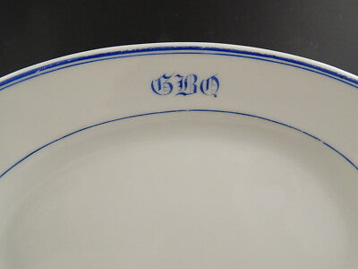 ANTICO PREZIOSO VASSOIO RAVIERA PORCELLANA DI PARIGI PROFILI BLU FINE 800