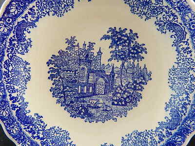 VINTAGE PIATTO FONDO CERAMICA N.I.C.E MONDOVI' BIANCO BLU COLLEZIONE SHABBY CHIC