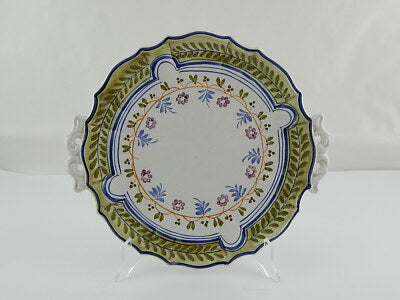 ANTICO PIATTO CON MANICI CENTROTAVOLA CERAMICA ITALIANA DIPINTO A MANO FAENZA