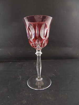 PREZIOSO ANTICO BICCHIERE CALICE CRISTALLO BOEMIA MOLATO ROSSO RUBINO