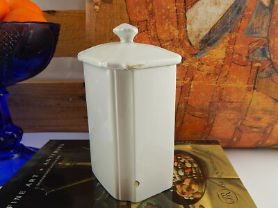 ANTICO ART DECO BARATTOLO CUCINA SOCIETÀ CERAMICA ITALIANA LAVENO BIANCO ORO