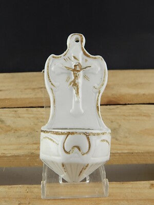 ANTICA ARTE RARA ACQUASANTIERA PORCELLANA PARIGI BISCUIT VIEUX PARIX BENITIER