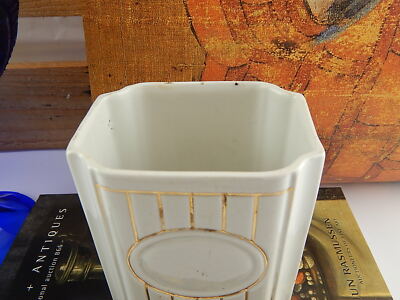 ANTICO ART DECO BARATTOLO CUCINA SOCIETÀ CERAMICA ITALIANA LAVENO BIANCO ORO
