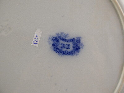 ANTICO RARO PIATTO CERAMICA JARDINIERE DIPINTO MANO BOCH FRERES META '800 CM 35