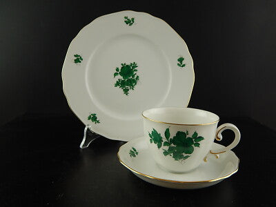 PREZIOSO TRIO TAZZA TÈ PORCELLANA AUGARTEN VIENNA MARIA THERESIA VERDE IMPERO