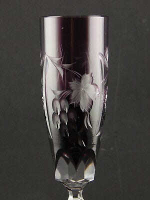 PREZIOSO ANTICO BOEMIA BICCHIERE CALICE FLUTE CRISTALLO MOLATO E TAGLIATO VIOLA