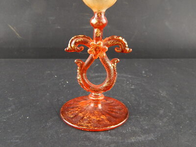 VINTAGE TIPETTO DEL DOGE CALICE MURANO VETRO SOFFIATO ARTISTICO COLLEZIONE #8559