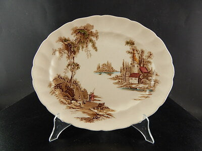 VINTAGE PIATTO OVALE VASSOIO PORCELLANA JOHNSON BROS THE OLD MILL STAMPA A MANO