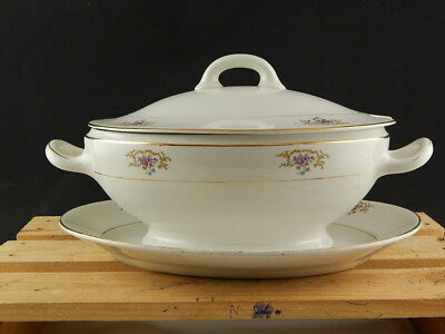 ANTICA RARA ZUPPIERA CON VASSOIO CENTROTAVOLA SOCIETÀ CERAMICA ITALIANA LAVENO