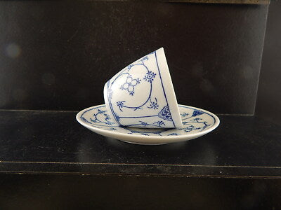 ANTICA TAZZA PORCELLANA MANIFATTURA TEDESCA KAHLA METÀ '900 BLUE FLUTED