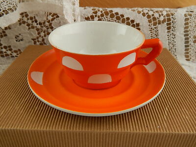 ANTICO ART DECO RARO SET TÈ ARANCIO CERAMICA LOMBARDA MARCHIO ELEFANTINO MUSEO