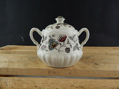 ANTICA ZUCCHERIERA CERAMICA OLD CHELSEA GRINDLEY STAMPA A MANO IL GELSO LE MORE