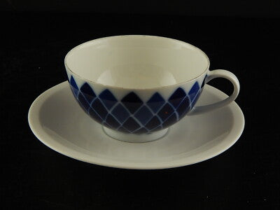 VINTAGE ORIGINALE TAZZA TÈ PORCELLANA BIANCA SMALTO BLU ARZBERG GERMANY DIFETTO