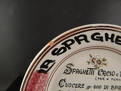 VINTAGE PIATTO ARTISTI DELLA CERAMICA SPAGHETTATA DIPINTO A MANO CAVA TIRRENI