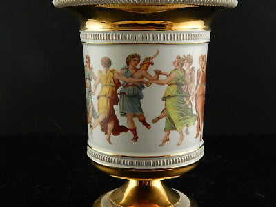 VINTAGE VASO URNA CRATERE CERAMICA FIORENTINE STILE IMPERO FATTO A MANO 1900