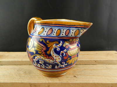 VINTAGE CARAFFA BROCCA VERSATOIO MAIOLICA CERAMICA LUSTRO RUBBOLI GUALDO TADINO