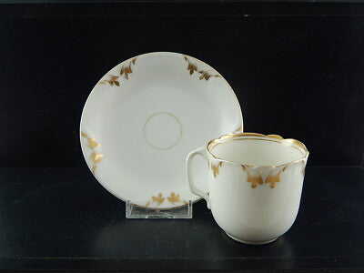 ANTICO SERVIZIO 6 TAZZE PIATTINI PORCELLANA BIANCA ORO IMPERO VECCHIO PARIGI 800