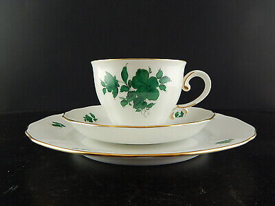 PREZIOSO TRIO TAZZA TÈ PORCELLANA AUGARTEN VIENNA MARIA THERESIA VERDE IMPERO