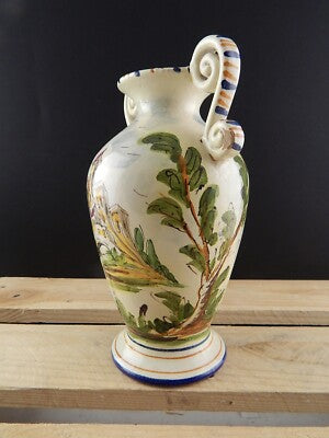 ANTICO 1920 RARO VASO BIANSATO POLICROMO CERAMICA MAIOLICA ALBISOLA FENICE #