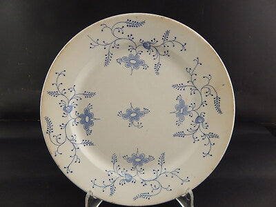 ANTICO PIATTO CERAMICA FINE 800 MANIFACTURE IMPERIALE ROYALE NIMY BLUE FLUTED ##