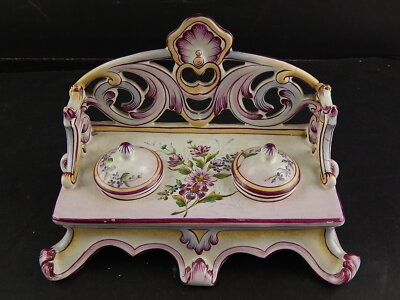 ANTICO CALAMAIO PORCELLANA DIPINTO A MANO ART NOUVEAU LIBERTY PRIMO 900