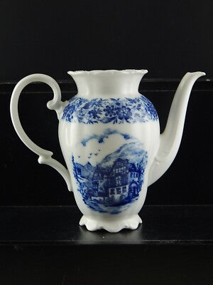 ANTICA CAFFETTIERA BRICCO PORCELLANA BAVARIA SELTMANN WEIDEN THERESIA BIANCO BLU