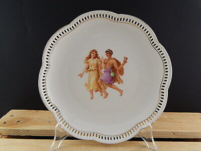 ANTICO ART NOUVEAU PREZIOSO PIATTO TRAFORATO PORCELLANA SCHUMANN 1920 BAVARIA