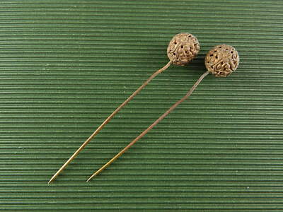 ACCESSORI ABBIGLIAMENTO ART DECO ANTICA COPPIA SPILLONI PER CAPPELLO #4920