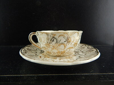 ANTICA RARA TAZZA SARREGUEMINES DIGOIN 1920 CERAMICA BIANCA ORO ZECCHINO #6559