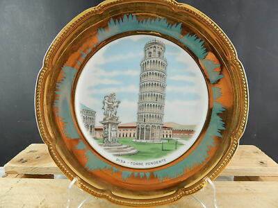 ANTICO ROCAILLE PIATTO PORCELLANA E ORO HEINRICH SELB BAVARIA TORRE DI PISA