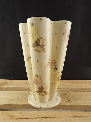 ANTICO VASO QUATTRO COLONNE CERAMICA LENCI TORINO 1930 DECORO FLOREALE POLICROMO