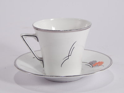 VINTAGE MID-CENTURY 6 SET TAZZA E PIATTINO PORCELLANA INGLESE C.W.S. WINDSOR