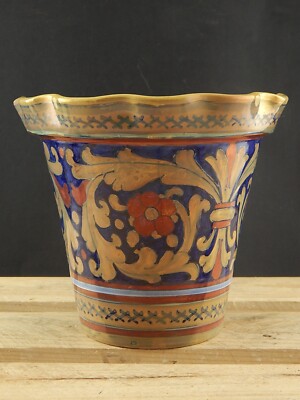 VINTAGE VASO CACHE POT MAIOLICA CERAMICA A LUSTRO RUBBOLI GUALDO TADINO