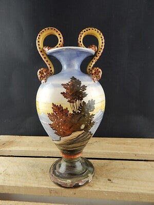 ANTICO PREZIOSO VASO CERAMICA MAIOLICA DIPINTO A MANO LA COLONNATA S.FIORENTINO