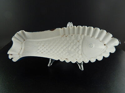 ANTICA FORMELLA PESCE METALLO SMALTATO DECORATIVO SHABBY CHIC KITCHEN COLLECTION
