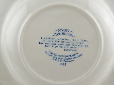 PIATTO FONDO PORCELLANA VINTAGE THE BROOK MYOTT STAFFORDSHIRE ENGLAND TENNYSON