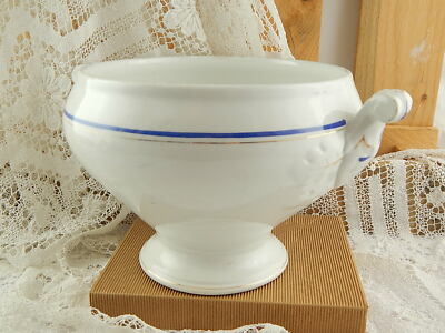 ANTICO CENTROTAVOLA FRUTTIERA BIANCA BLU IMPERO CERAMICA LOMBARDA ELEFANTINO