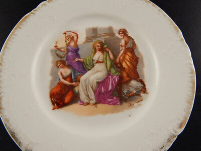 ANTICO PIATTO PORCELLANA LIBERTY DIPINTO A KAUFFMANN DA COLLEZIONE
