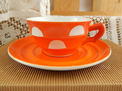 ANTICO ART DECO RARO SET TÈ ARANCIO CERAMICA LOMBARDA MARCHIO ELEFANTINO MUSEO