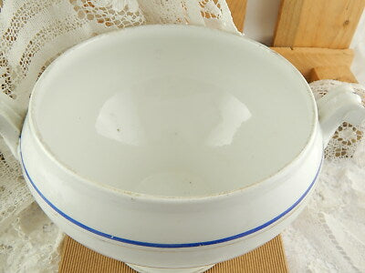 ANTICO CENTROTAVOLA FRUTTIERA BIANCA BLU IMPERO CERAMICA LOMBARDA ELEFANTINO