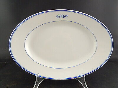 ANTICO PREZIOSO VASSOIO RAVIERA PORCELLANA DI PARIGI PROFILI BLU FINE 800