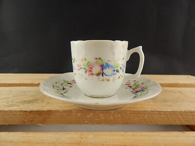 ANTICA TAZZA E PIATTO PORCELLANA IMPERO VECCHIO PARIGI DIPINTA POLICROMA #4798