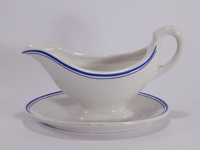 ANTICA SALSIERA FINE 1800 PORCELLANA BIANCA E BLU PORCELAIN SAUCE PAN