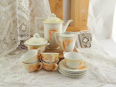 ANTICO ART DECO RARO SERVIZIO CAFFÈ’ CERAMICA LOMBARDA MARCHIO ELEFANTINO MUSEO