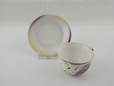 ANTICA TAZZINA PORCELLANA BIANCA E VIOLA DIPINTO ANGELICA KAUFFMANN PRIMO 900